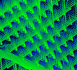 An image in green and blue showing the magic line of a magic cube